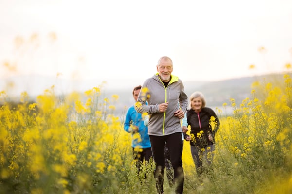 running in meadow