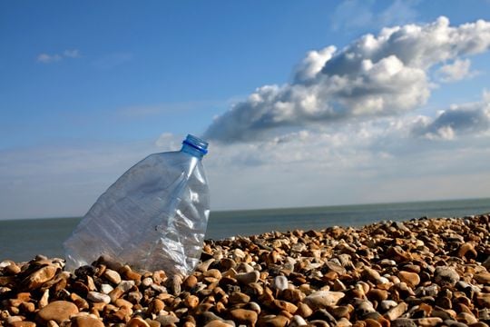 Plastic bottle on beach