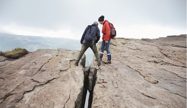 Hikers on rock